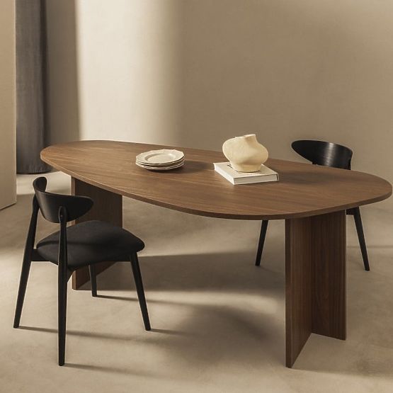 Tavolo con piano irregolare Zeva 200 cm, Noce lincoln