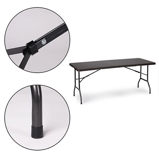 Tavolo da banchetto pieghevole da giardino 180 cm rattan ModernHome