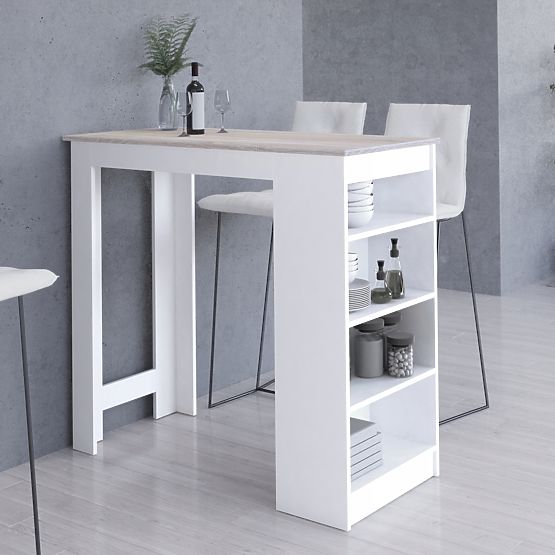 Tavolo da bar per sgabello da bar 115 cm Bianco / Rovere Sonoma