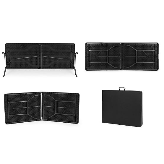 Tavolo da catering pieghevole 180 cm a valigia nero ModernHome