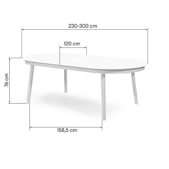 Tavolo da giardino allungabile Marinelli 230-300 cm, in alluminio, bianco