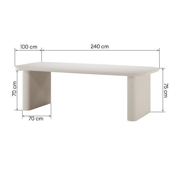 Tavolo da giardino Astiara 240 cm, cemento, beige chiaro, opaco