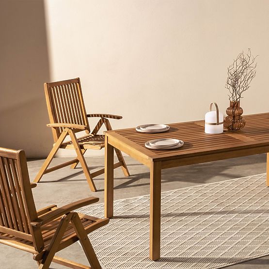 Tavolo da giardino Familis, 160 cm, aspetto teak, legno di eucalipto FSC