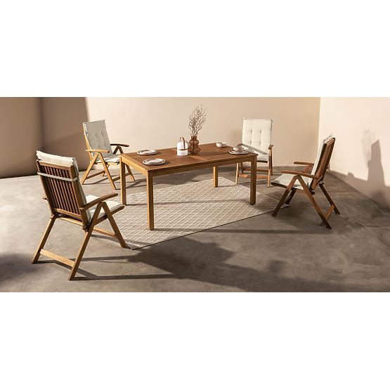 Tavolo da giardino Familis, 160 cm, aspetto teak, legno di eucalipto FSC