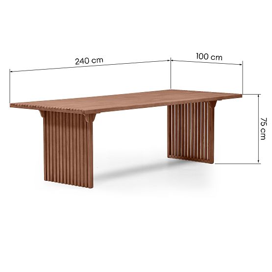 Tavolo da giardino Familis ll, 240 cm, legno di eucalipto FSC, marrone scuro