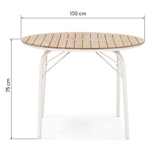 Tavolo da giardino Fioli rotondo 100 cm, legno di acacia FSC, bianco