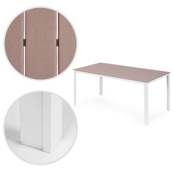 Tavolo da giardino per 6 persone 156x78 cm in polywood mobili da terrazza beige bianco MultiGarden