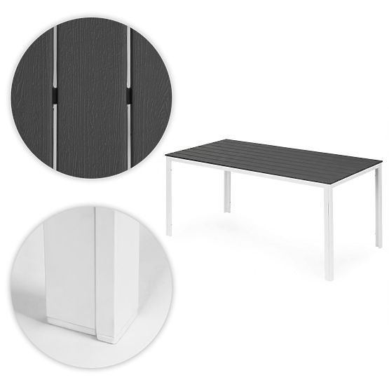 Tavolo da giardino per 6 persone 156x78 cm in polywood mobili da terrazza grigio bianco MultiGarden