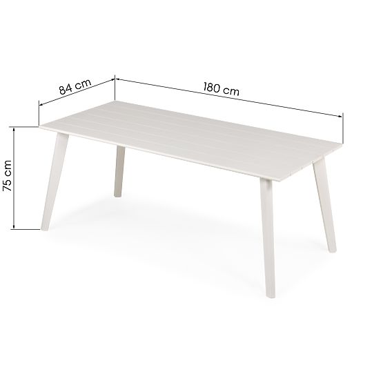 Tavolo da giardino Piretto 180 cm, alluminio, bianco