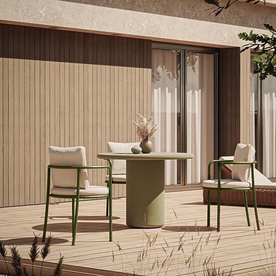 Tavolo da giardino Vibonis 100 cm, rotondo, in cemento, verde