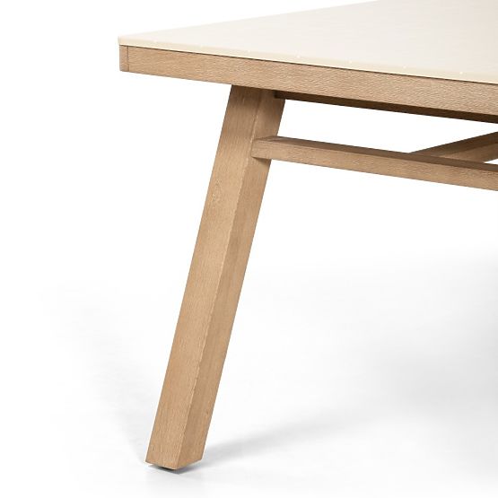 Tavolo da giardino Wabi 200 cm con piano in pietra, legno di acacia chiaro/beige chiaro, rettangolar