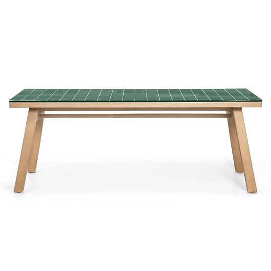 Tavolo da giardino Wabi 200 cm con piano in pietra, legno di acacia chiaro/verde, rettangolare