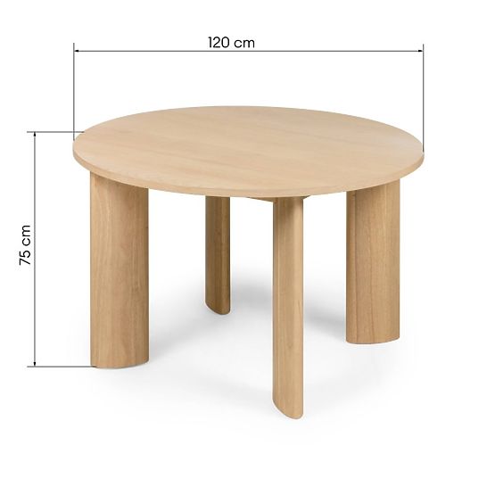 Tavolo da pranzo Bali 120 cm, rotondo, bianco crema