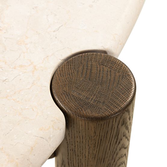 Tavolo da pranzo Bruna, 150 cm, rotondo, rovere mocha/marmo cream