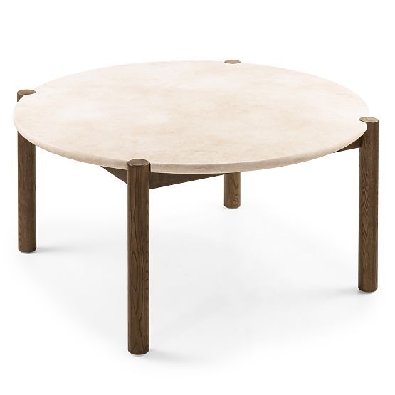Tavolo da pranzo Bruna, 150 cm, rotondo, rovere mocha/marmo cream