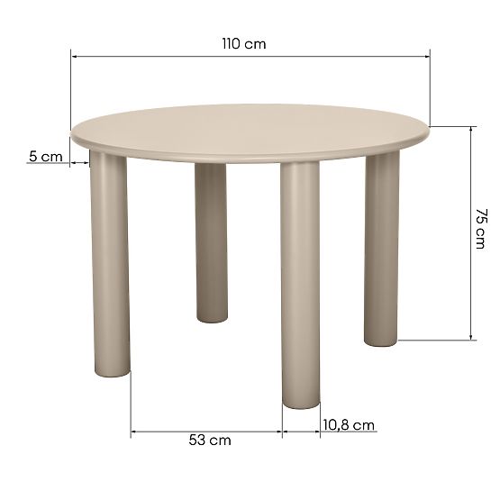 Tavolo da pranzo Joki 110 cm, rotondo, beige scuro