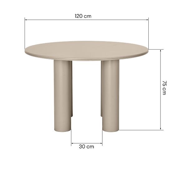 Tavolo da pranzo Kairo 120 cm, rotondo, beige scuro