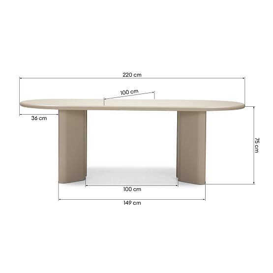 Tavolo da pranzo Lima 220 cm, beige scuro, ovale