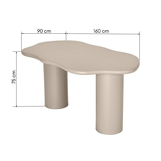 Tavolo da pranzo Muse 160 cm, beige scuro, forme arrotondate