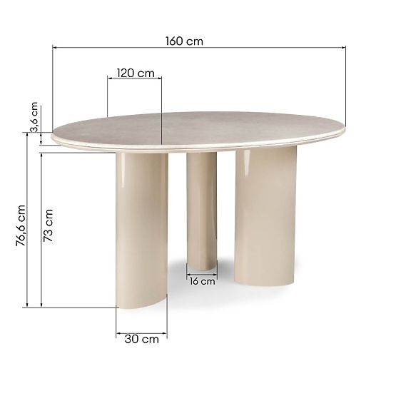 Tavolo da pranzo Rio 160 cm, beige chiaro/marmo