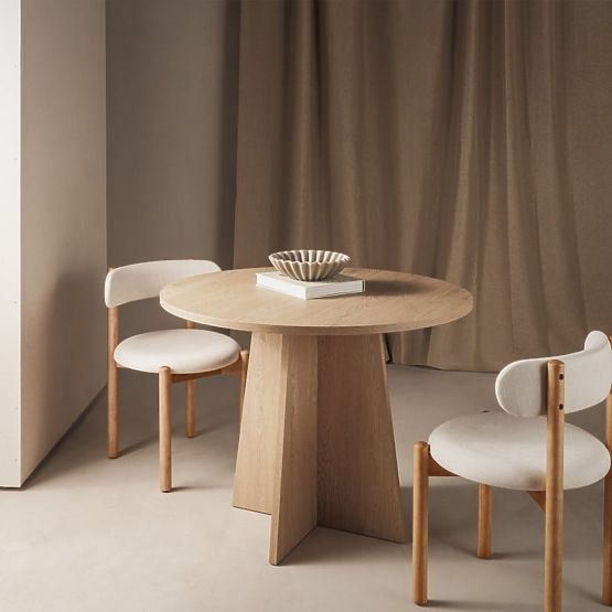Tavolo da pranzo rotondo Merlo 100 cm, Rovere Cremona Torro