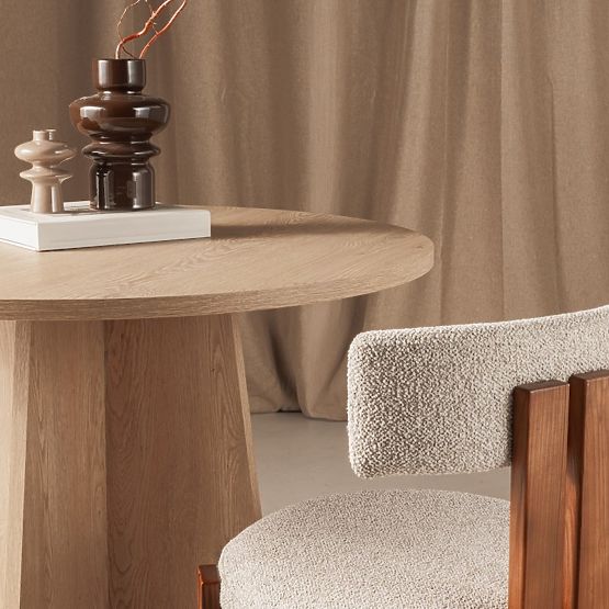 Tavolo da pranzo rotondo Merlo 100 cm, Rovere Cremona Torro