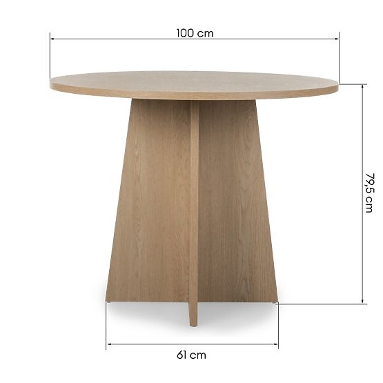 Tavolo da pranzo rotondo Merlo 100 cm, Rovere Cremona Torro