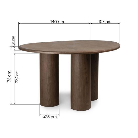 Tavolo da pranzo Vesper 140 cm, noce scuro