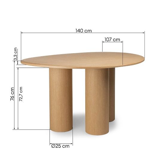 Tavolo da pranzo Vesper 140 cm, rovere naturale