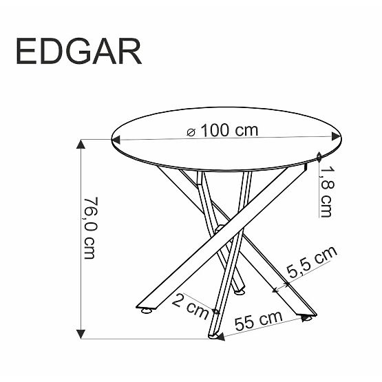 Tavolo EDGAR, piano - noce, gambe - nere (2p=1ks)