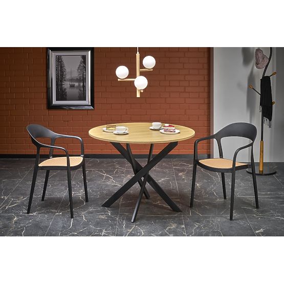 Tavolo EDGAR, piano - rovere dorato, gambe - nero (2p=1ks)