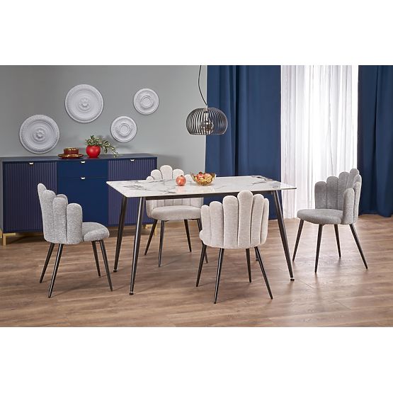 Tavolo EMILIO 140 piano - marmo bianco, gambe - nero (2p=1ks)