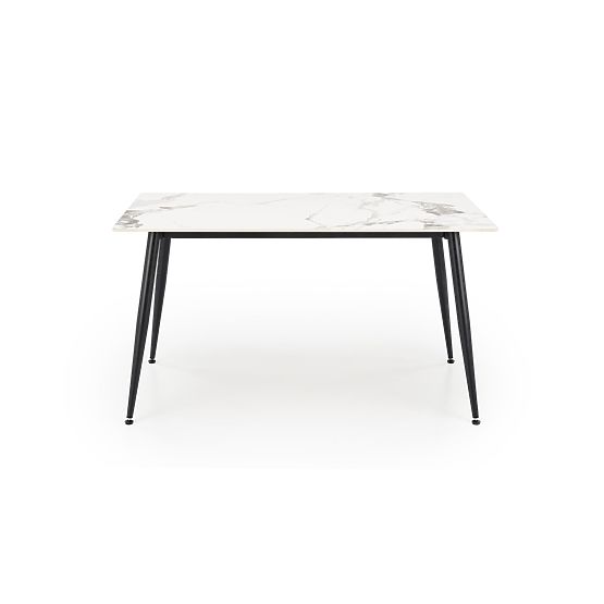 Tavolo EMILIO 140 piano - marmo bianco, gambe - nero (2p=1ks)