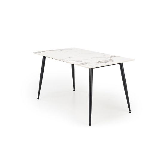 Tavolo EMILIO 140 piano - marmo bianco, gambe - nero (2p=1ks)