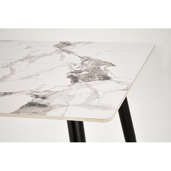 Tavolo EMILIO 140 piano - marmo bianco, gambe - nero (2p=1ks)