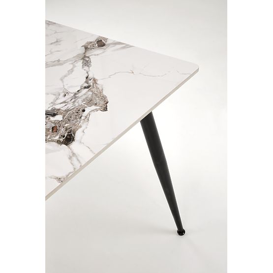 Tavolo EMILIO 140 piano - marmo bianco, gambe - nero (2p=1ks)