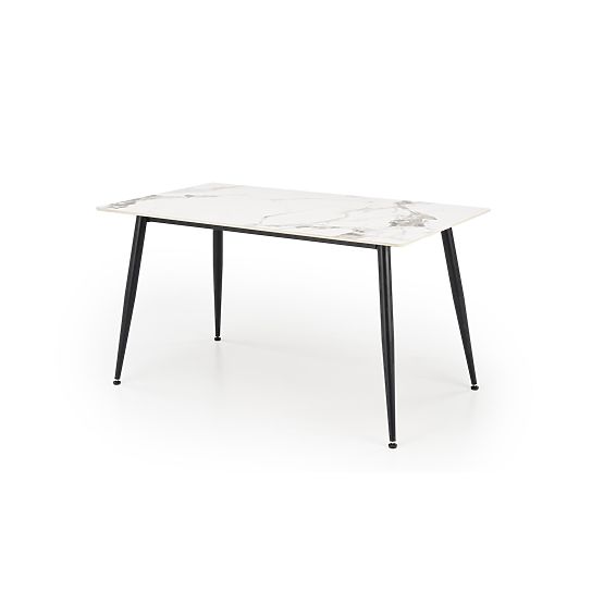 Tavolo EMILIO 140 piano - marmo bianco, gambe - nero (2p=1ks)