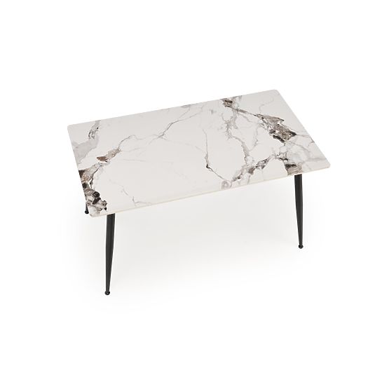 Tavolo EMILIO 140 piano - marmo bianco, gambe - nero (2p=1ks)