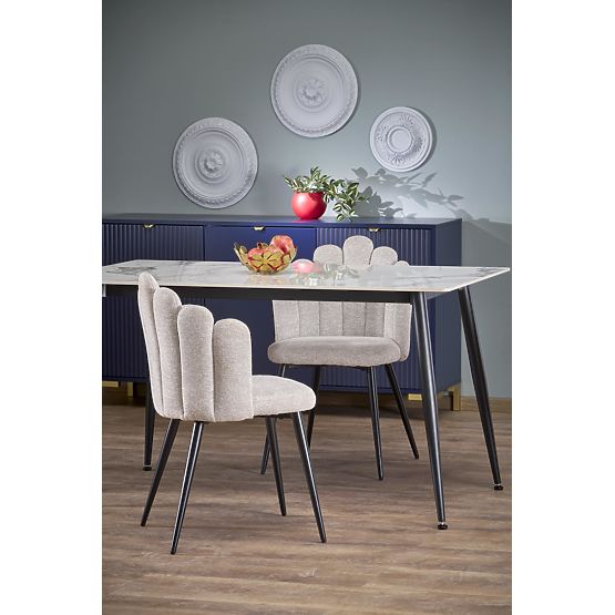 Tavolo EMILIO 140 piano - marmo bianco, gambe - nero (2p=1ks)