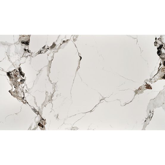 Tavolo EMILIO 140 piano - marmo bianco, gambe - nero (2p=1ks)