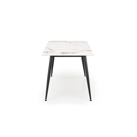 Tavolo EMILIO 140 piano - marmo bianco, gambe - nero (2p=1ks)