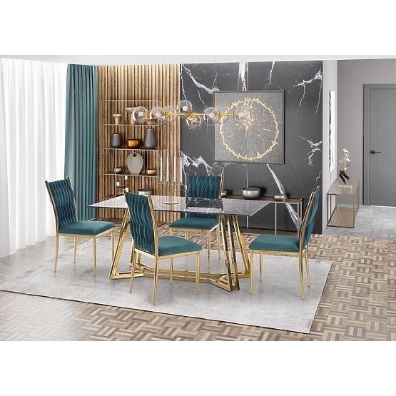 Tavolo KONAMI, piano - marmo nero, gambe - dorate (2p=1ks)