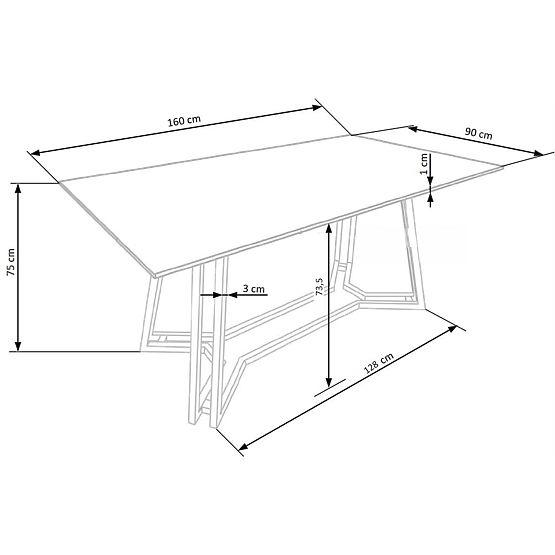 Tavolo KONAMI, piano - marmo nero, gambe - dorate (2p=1ks)