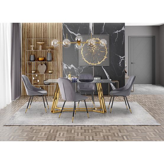 Tavolo KONAMI, piano - marmo nero, gambe - dorate (2p=1ks)