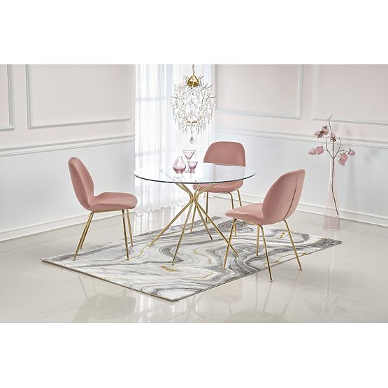 Tavolo RONDO, piano - trasparente, gambe - dorate