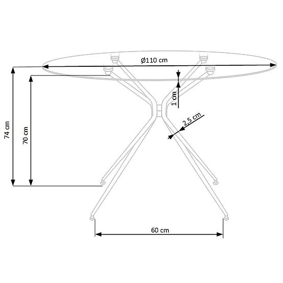 Tavolo RONDO, piano - trasparente, gambe - dorate