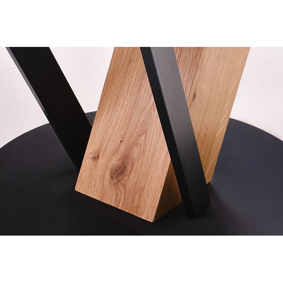 Tavolo rotondo allungabile FANIS, naturale / nero (3p=1ks)