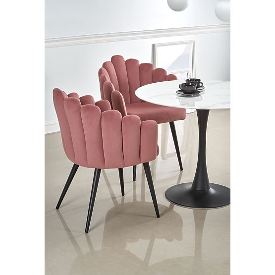 Tavolo rotondo AMBROSIO, piano - vetro, gambe - nero (2p=1ks)