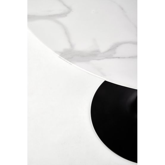 Tavolo rotondo AMBROSIO, piano - vetro, gambe - nero (2p=1ks)