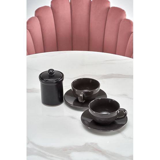 Tavolo rotondo AMBROSIO, piano - vetro, gambe - nero (2p=1ks)